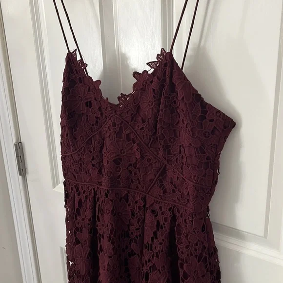 Anthropologie Dress Donna Morgan Renata Lace dress size 12 burgundy - Picture 4 of 11